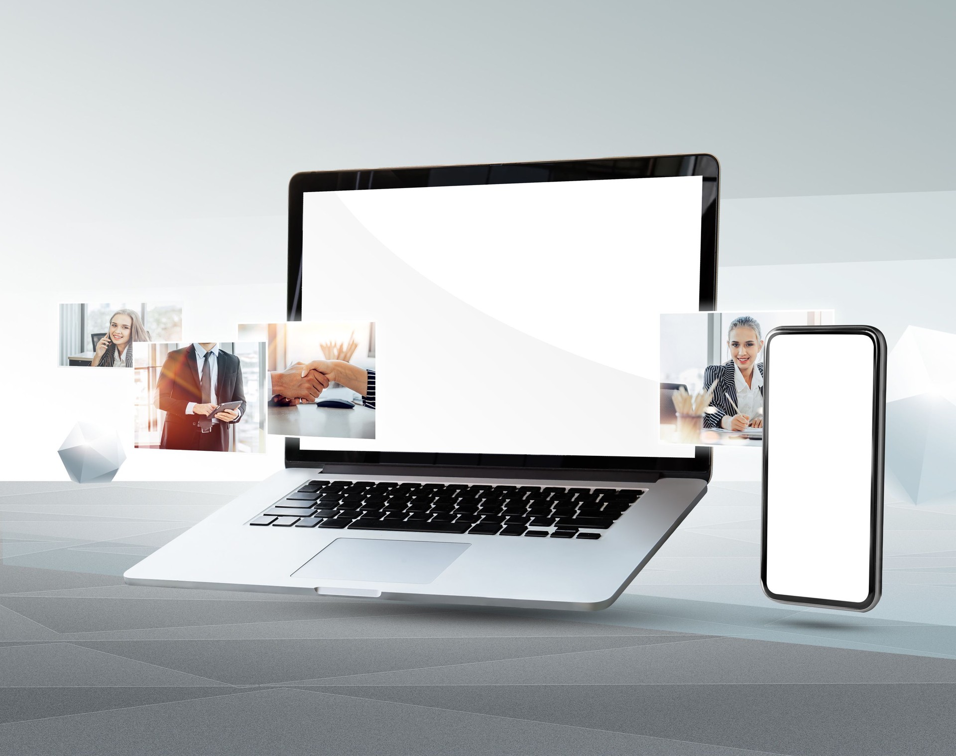 Mock up laptop and mobile phone